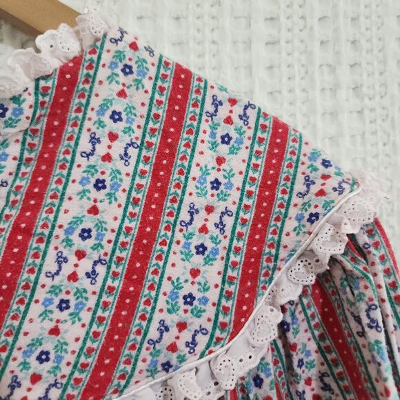 Vintage Grannycore Cottagecore Lace Collar Striped Nightgown Large - Picture 11 of 13